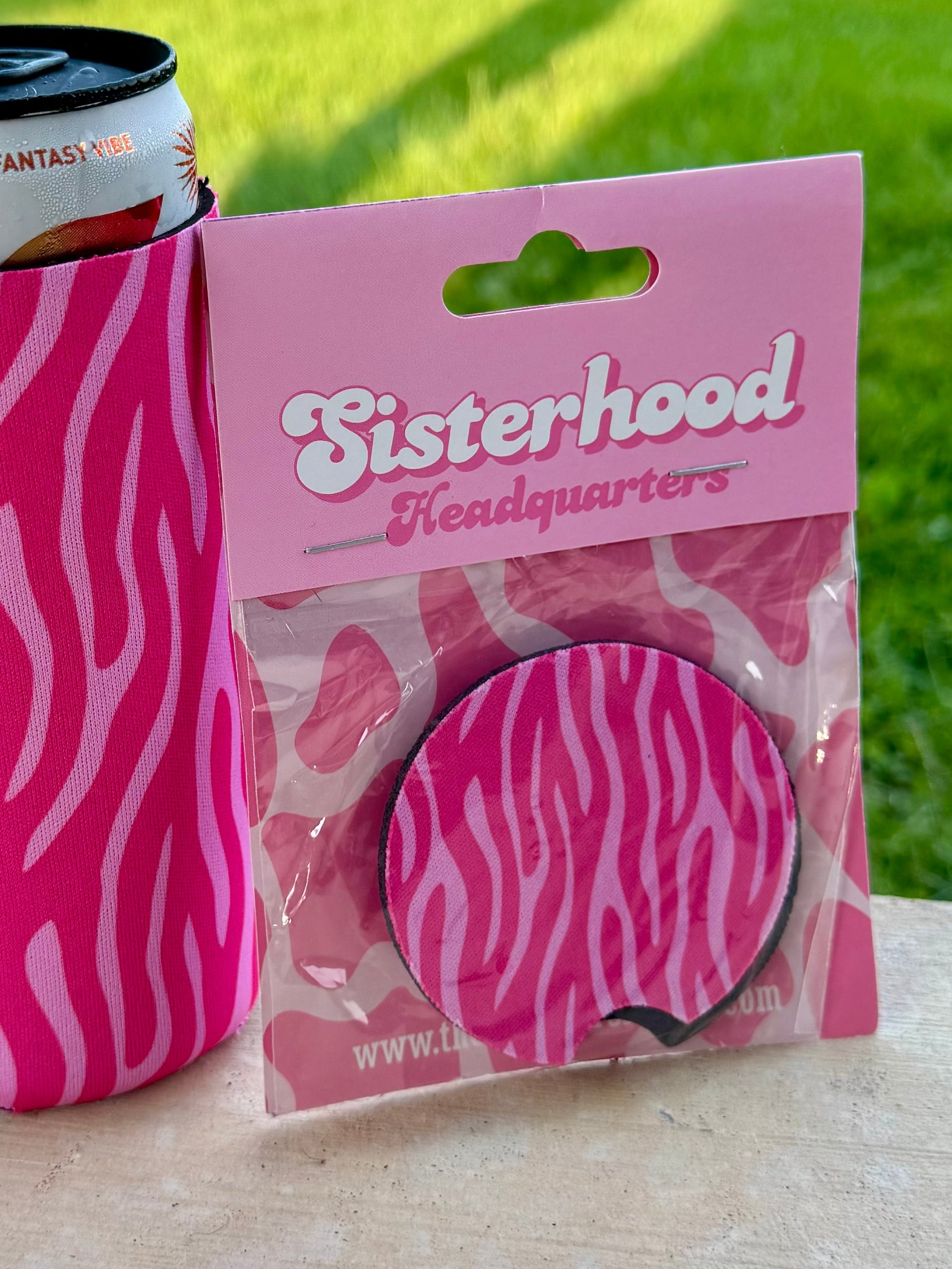 Pink Zebra Car Coaster