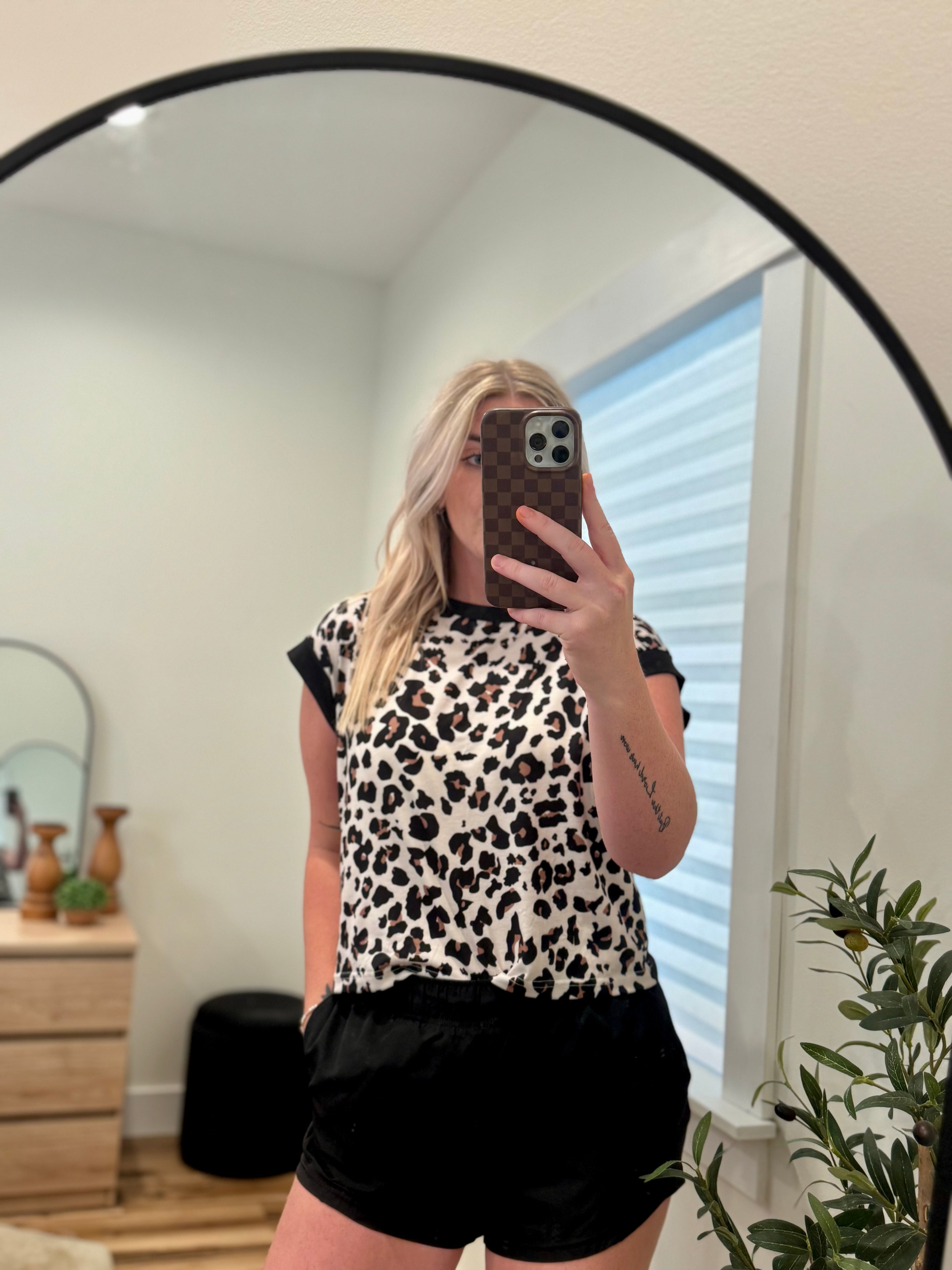Leopard Cross Back Tee