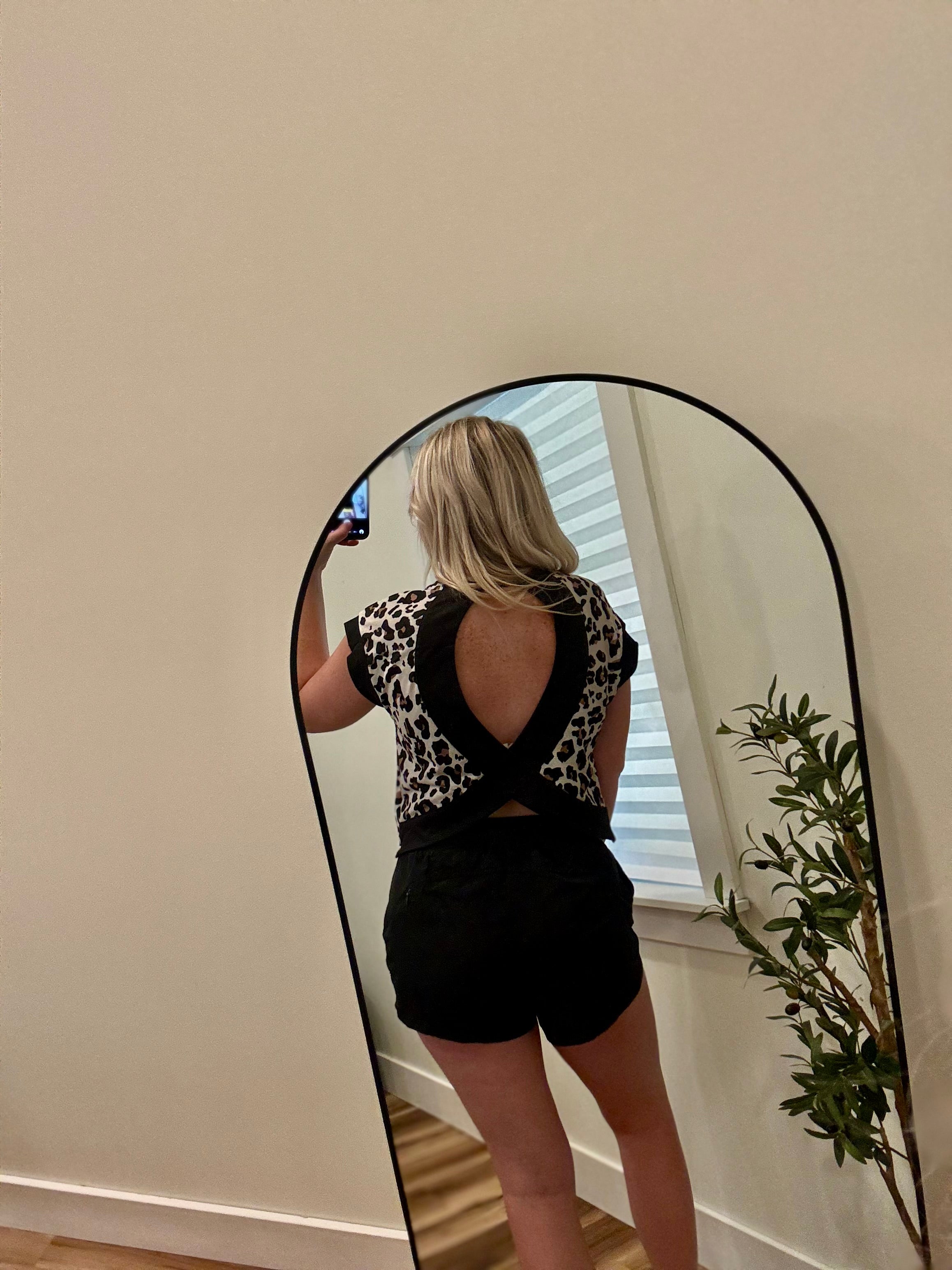 Leopard Cross Back Tee